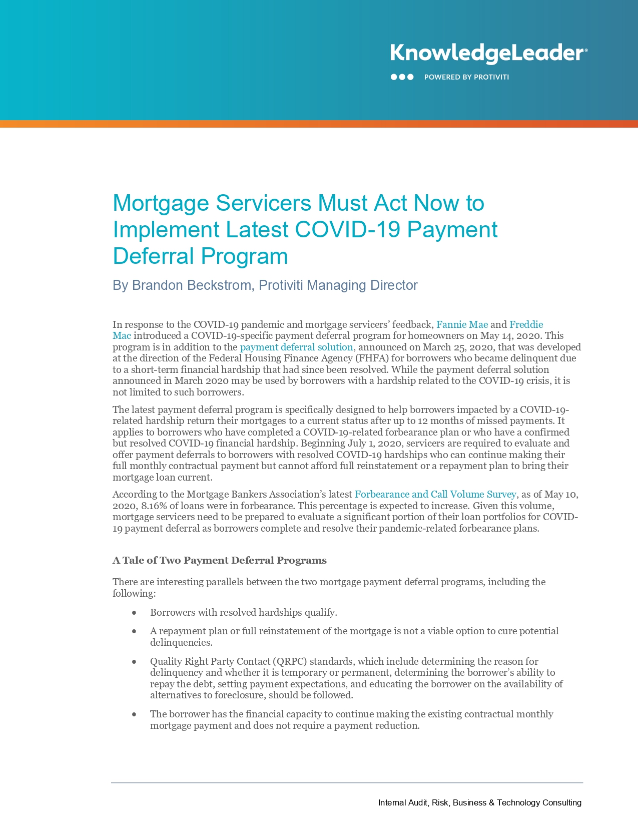 Mortgage Servicers Must Act Now To Implement Latest COVID 19 Payment 